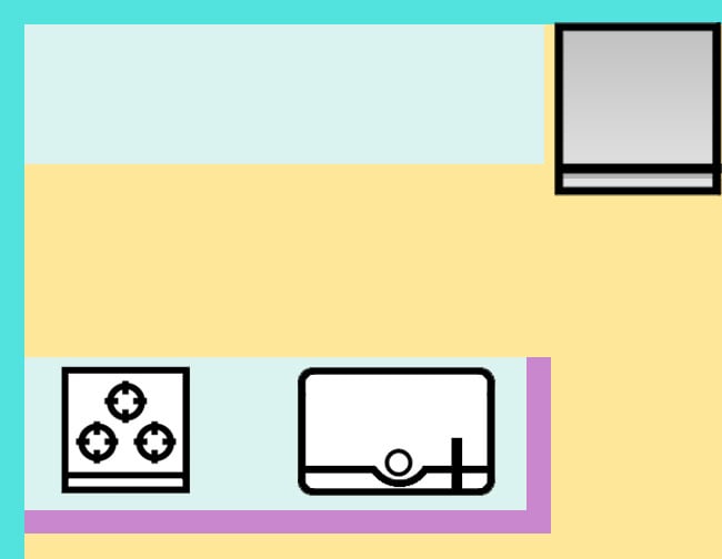 I型対面キッチンの図