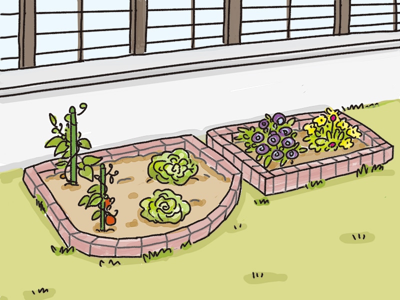 レンガの花壇のイメージ